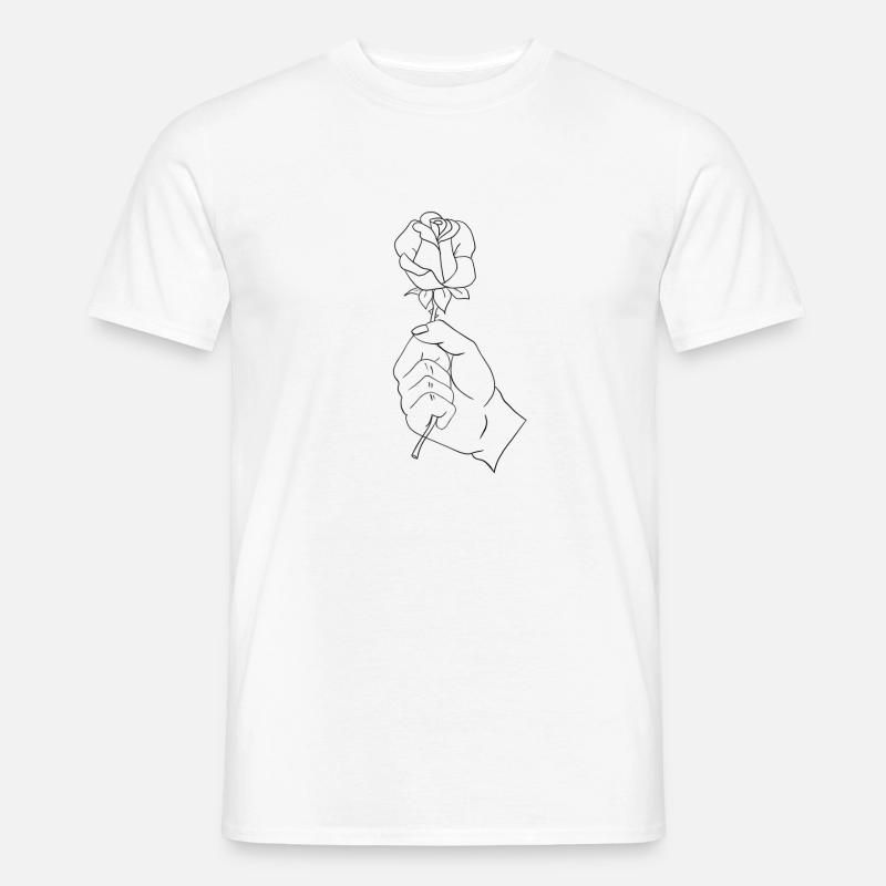 Rose in einer Hand - Männer T-Shirt - Weiß