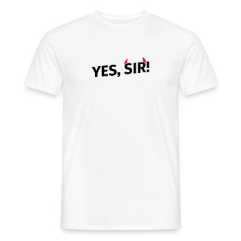 Yes, Sir! mit roten Hörnern - schwarz - Männer T-Shirt - Weiß - Vorne - AI Model Male 178 dark (178cm)