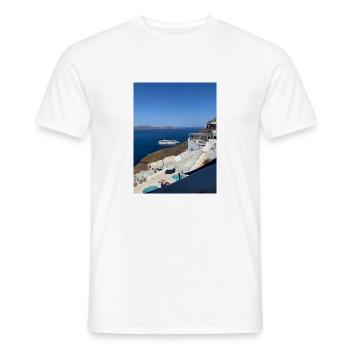 Holidays in Santorini - Men's T-Shirt - white - Front - AI Model Male 178 dark (178cm)