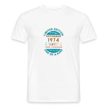November 1974 Limited Edition - Men's T-Shirt - white - Front - AI Model Male 178 dark (178cm)