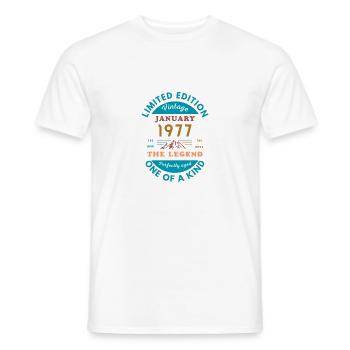 January 1977 Anniversary Limited Edition - Men's T-Shirt - white - Front - AI Model Male 178 dark (178cm)