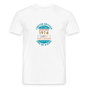January 1974 Anniversary Limited Edition - Men's T-Shirt - white - Front - AI Model Male 178 dark (178cm)