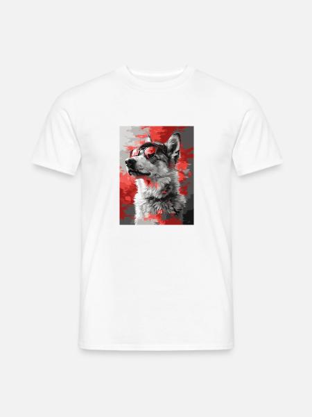 Cool Husky in Shades - Männer T-Shirt - Weiß