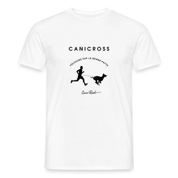 Canicross Toujours sur la bonne patte - T-shirt homme - blanc - Devant - AI Model Male 178 dark (178cm)