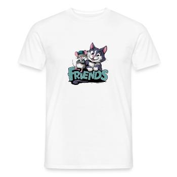 Friendship Cat and Mouse Friends Forever - Men's T-Shirt - white - Front - AI Model Male 178 dark (178cm)