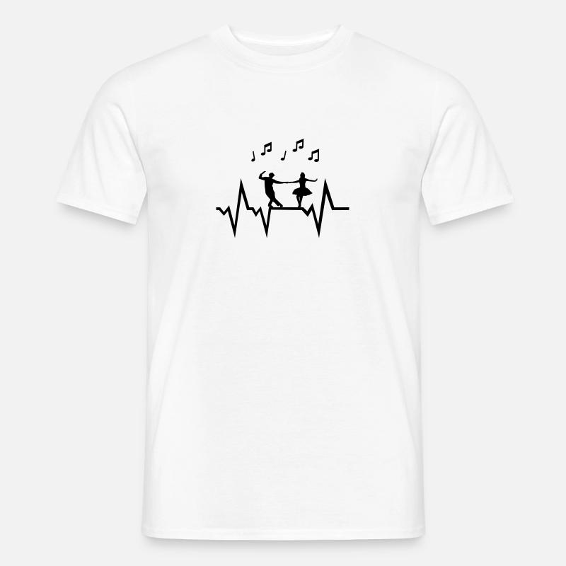 Dancer & Heartbeat with music notes - Men’s T-shirt - white