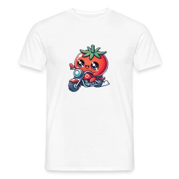 moto tomate drôle dessin animé tour - T-shirt homme - blanc - Devant - AI Model Male 178 dark (178cm)