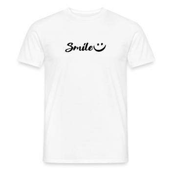 Écriture « Smile » avec smiley - T-shirt homme - blanc - Devant - AI Model Male 178 dark (178cm)