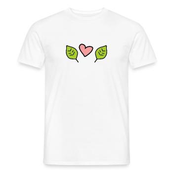 Deux feuilles feuille amour coeur symbole de la nature - T-shirt homme - blanc - Devant - AI Model Male 178 dark (178cm)