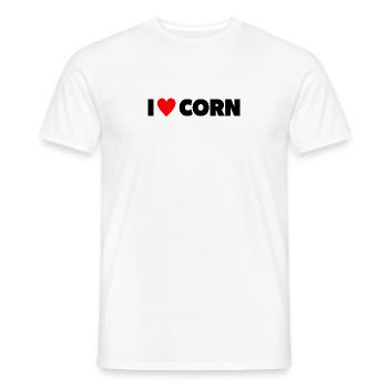 "I ❤ Corn" in schwarz mit rotem Herz - Männer T-Shirt - Weiß - Vorne - AI Model Male 178 dark (178cm)
