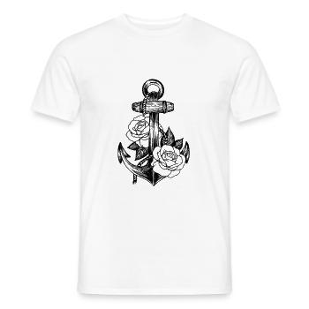 Ancres et roses (noir) - T-shirt homme - blanc - Devant - AI Model Male 178 dark (178cm)