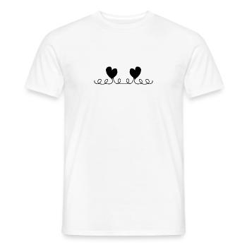 Deux coeurs ligne de coeur amour - T-shirt homme - blanc - Devant - AI Model Male 178 dark (178cm)