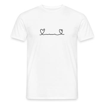 Ligne de cœur à deux cœurs - T-shirt homme - blanc - Devant - AI Model Male 178 dark (178cm)