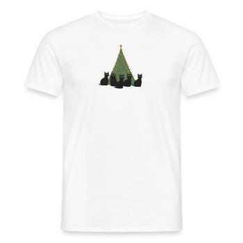 5 cats under christmastree - Männer T-Shirt - Weiß - Vorne - AI Model Male 178 dark (178cm)