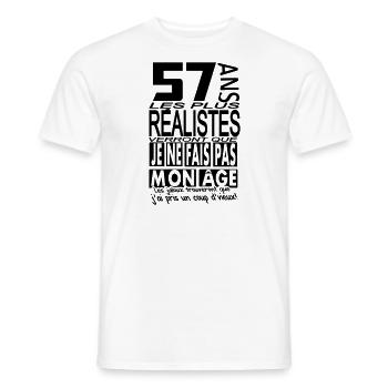 57 ans / anniversaire 57 ans / t-shirt 57 ans - T-shirt homme - blanc - Devant - AI Model Male 178 dark (178cm)