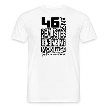 46 ans / anniversaire 46 ans / t-shirt 46 ans - T-shirt homme - blanc - Devant - AI Model Male 178 dark (178cm)