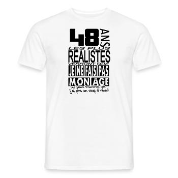 48 ans / anniversaire 48 ans / t-shirt 48 ans - T-shirt homme - blanc - Devant - AI Model Male 178 dark (178cm)