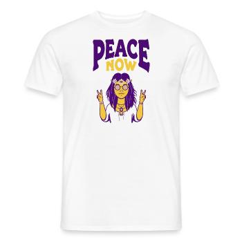 Peace Now Stop War Hippy Girl Retro 60s 70s - Men's T-Shirt - white - Front - AI Model Male 178 dark (178cm)
