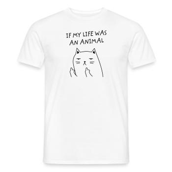 Si ma vie était un doigt d’honneur de chat animal - T-shirt homme - blanc - Devant - AI Model Male 178 dark (178cm)