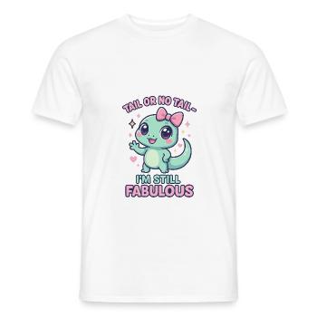 Cool Funny Gecko Saying - tail or not tail - Men's T-Shirt - white - Front - AI Model Male 178 dark (178cm)