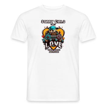 Désolé les filles, je n’aime que les jeux vidéo et ma mère - T-shirt homme - blanc - Devant - AI Model Male 178 dark (178cm)