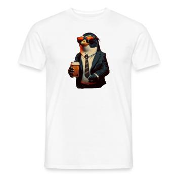 Sonnenbrille, Anzug und Bier. Cooler Pinguin - Männer T-Shirt - Weiß - Vorne - AI Model Male 178 dark (178cm)