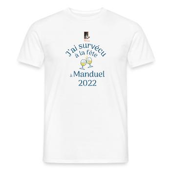 J'ai survécu à la fête à Manduel - T-shirt homme - blanc - Devant - AI Model Male 178 dark (178cm)