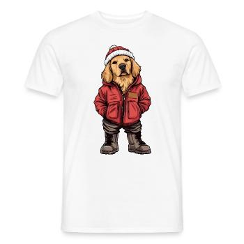 Golden Retriever Dog Funny Winter Funny - Men's T-Shirt - white - Front - AI Model Male 178 dark (178cm)