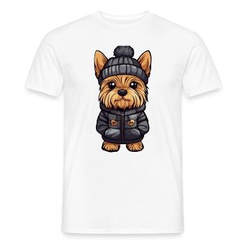 Yorkshire Terrier Chien Élégant - T-shirt homme - blanc - Devant - AI Model Male 178 dark (178cm)