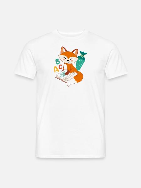 Fox with school cone school enrollment school child - Men's T-Shirt - white