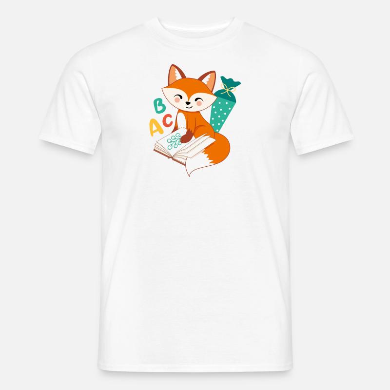 Fuchs mit Schultüte Einschulung Schulkind - Männer T-Shirt - Weiß