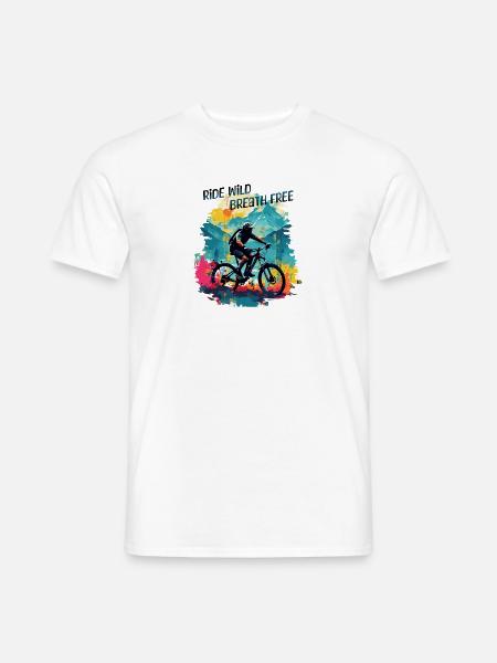 mountainbike mbt Fahrrad Ride wild breath free - Männer T-Shirt - Weiß
