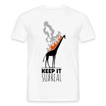 Surreale Giraffe – Keep it Surreal für Kunstfans - Männer T-Shirt - Weiß - Vorne - AI Model Male 178 dark (178cm)