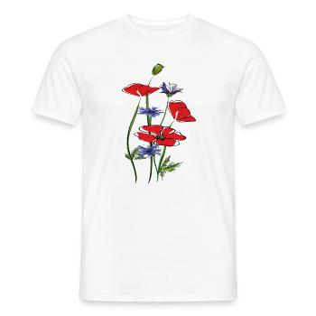 Poppies and cornflowers in summer - Men's T-Shirt - white - Front - AI Model Male 178 dark (178cm)