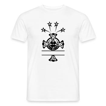 Celtic cross monogram four stars - Men's T-Shirt - white - Front - AI Model Male 178 dark (178cm)