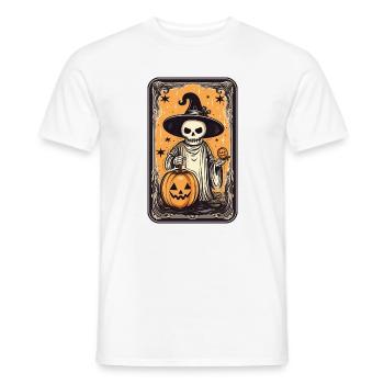 Carte squelette de sorcières de tarot à la citrouille - T-shirt homme - blanc - Devant - AI Model Male 178 dark (178cm)