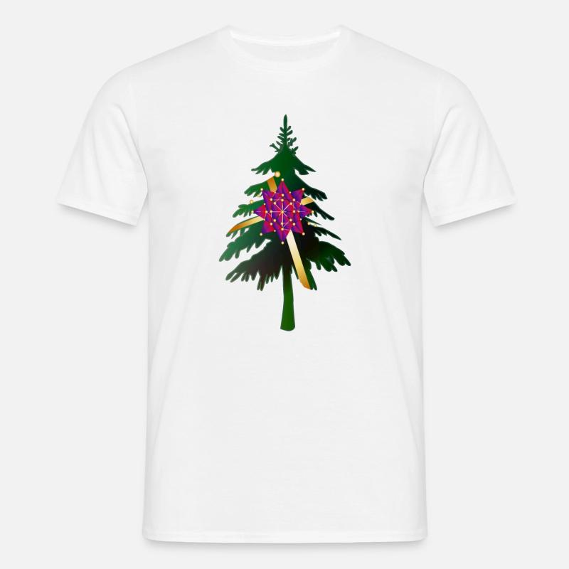 Christbaum oder Weihnachtsbaum & Geschenkschleife - Männer T-Shirt - Weiß