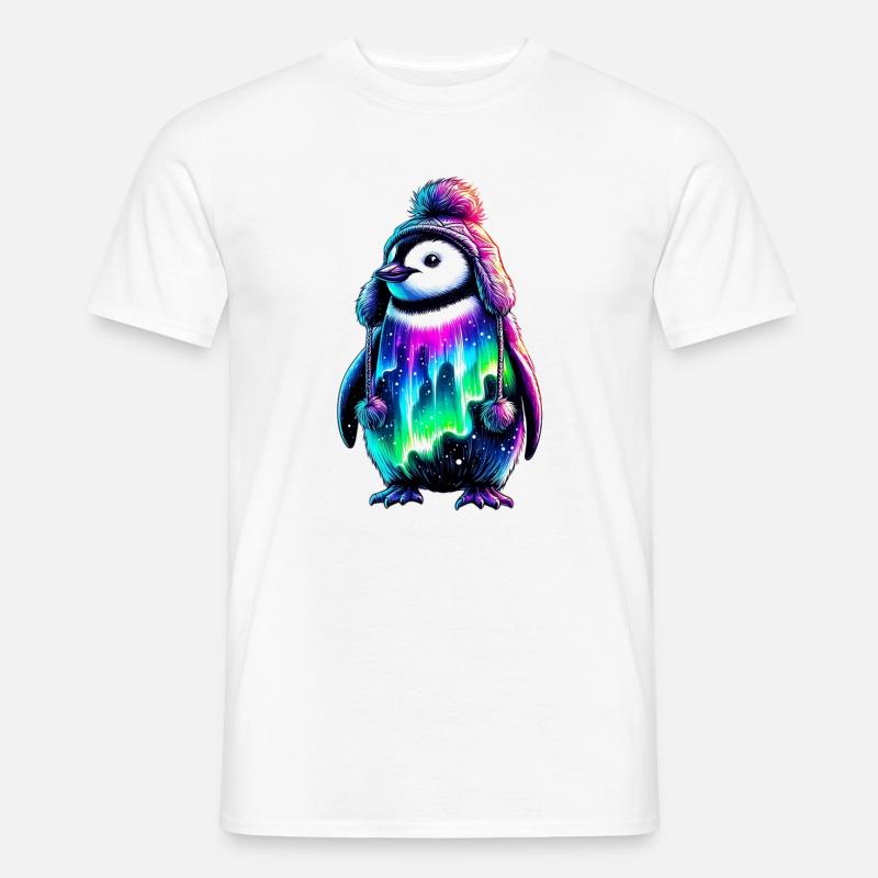 Aurora Borealis Pinguin - Männer T-Shirt - Weiß