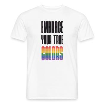Mois de la fierté LGBT - Adoptez vos vraies couleurs - T-shirt homme - blanc - Devant - AI Model Male 178 dark (178cm)