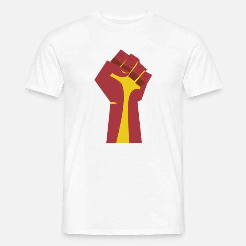 Die erhobene Faust (rot, gelb) - Männer T-Shirt - Weiß