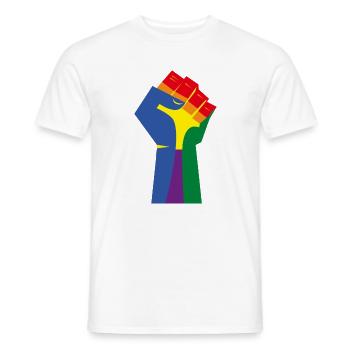 Die erhobene Faust (Regenbogenfarben) - Männer T-Shirt - Weiß - Vorne - AI Model Male 178 dark (178cm)