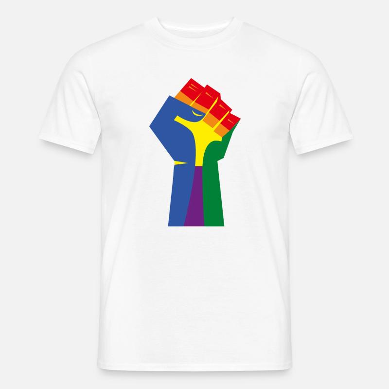 Die erhobene Faust (Regenbogenfarben) - Männer T-Shirt - Weiß