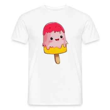 Erdbeereis Gelati Wassereis Eislutscher Eissalon - Männer T-Shirt - Weiß - Vorne - AI Model Male 178 dark (178cm)