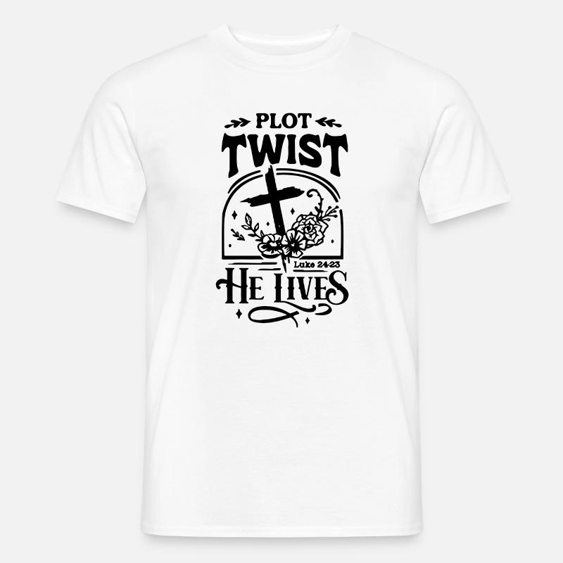 Plot Twist: Er lebt Ostern Christ - Männer T-Shirt - Weiß