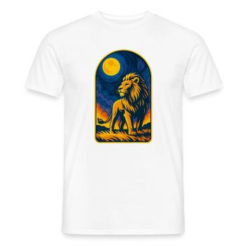 Lion majestueux sous la lune mystique - T-shirt homme - blanc - Devant - AI Model Male 178 dark (178cm)