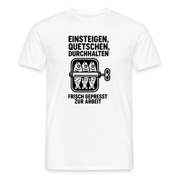Freshly squeezed to work Public transport delights - Men's T-Shirt - white - Front - AI Model Male 178 dark (178cm)