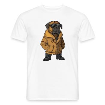 Bulldog Chien Cool Hiver - T-shirt homme - blanc - Devant - AI Model Male 178 dark (178cm)