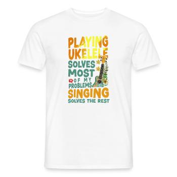 Jeu du ukulélé hawaïen - T-shirt homme - blanc - Devant - AI Model Male 178 dark (178cm)