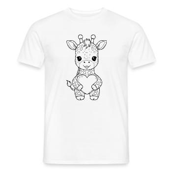Giraffe with heart – cute animal motif - Men's T-Shirt - white - Front - AI Model Male 178 dark (178cm)