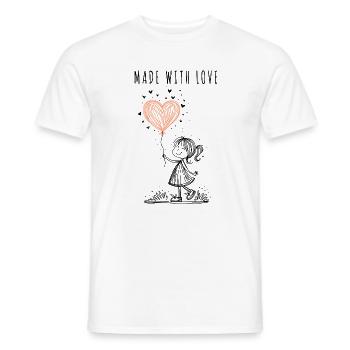 Made with Love – Hand-Drawn Heart - Men's T-Shirt - white - Front - AI Model Male 178 dark (178cm)